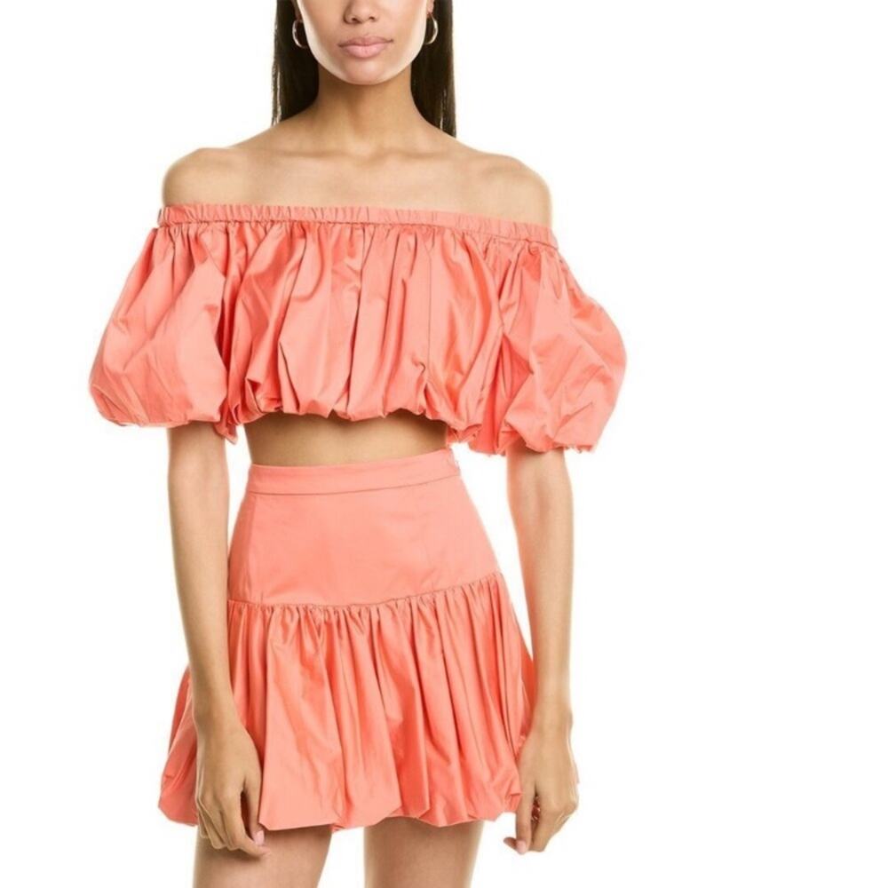 Derek Lam 10 Crosby Top size 2 Hani Off The Shoulder cropped Bubble pink Spanish